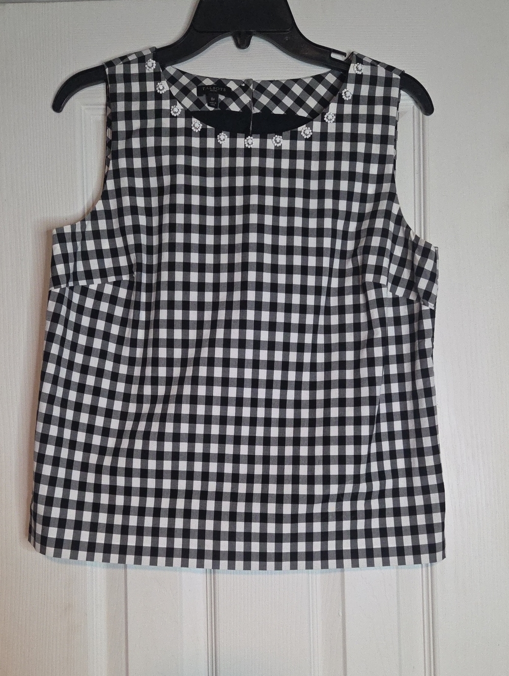 Talbots Black and White Gingham Sleeveless Tank